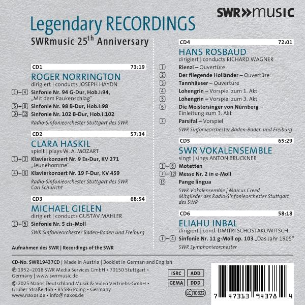 CD-Cover mit Text. Listet Komponisten und Dirigenten. SWR Musik Logo oben rechts.