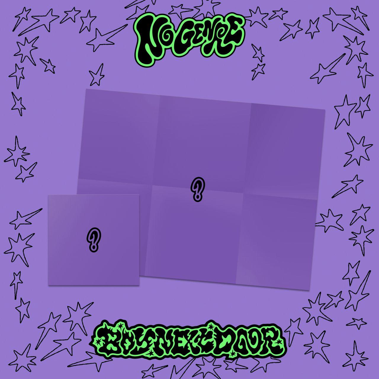 Album cover with a purple background and stars. Question mark shapes are on the cover.