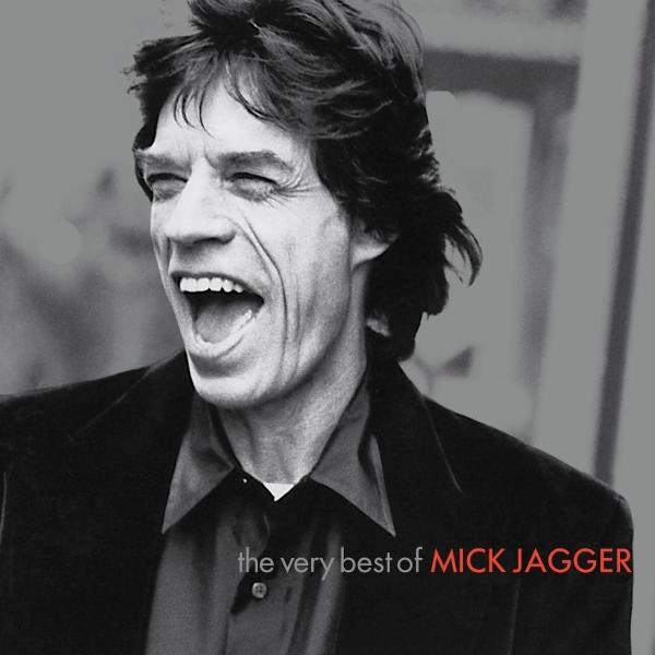 Mick Jagger lächelt breit, Albumcover. Schwarzweiß. Er trägt eine dunkle Anzugjacke. Text: „The very best of Mick Jagger“.