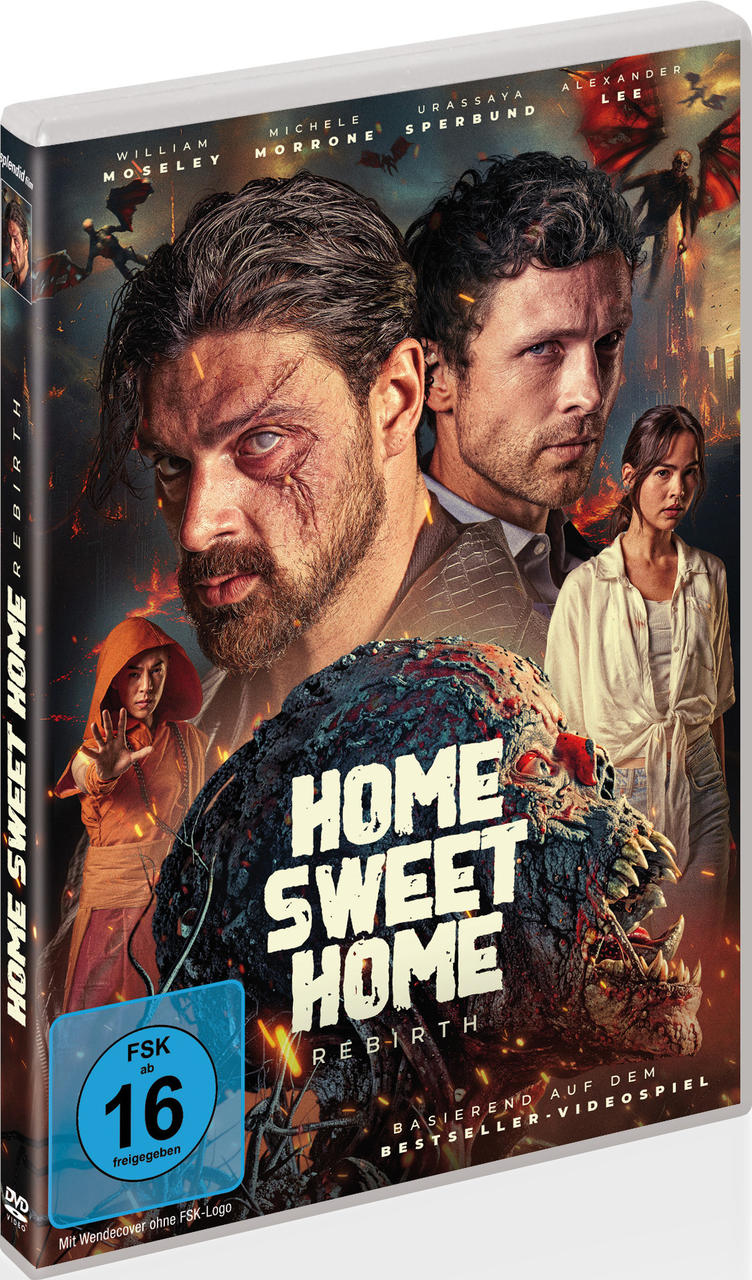 DVD-Cover. Zwei Männer, einer mit Narbe, und zwei Frauen sind auf dem Cover. Der Titel lautet 'Home Sweet Home Rebirth'.