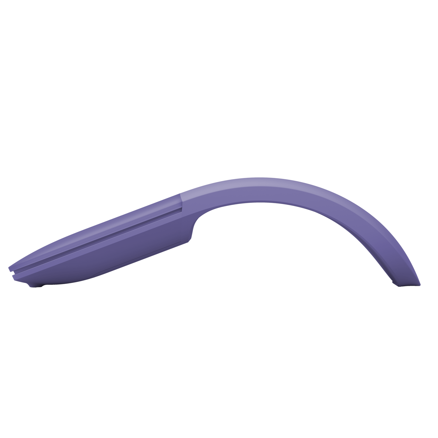 A purple, curved object, possibly a handle or part of a device, is set against a black background. The shape is smooth and sleek.