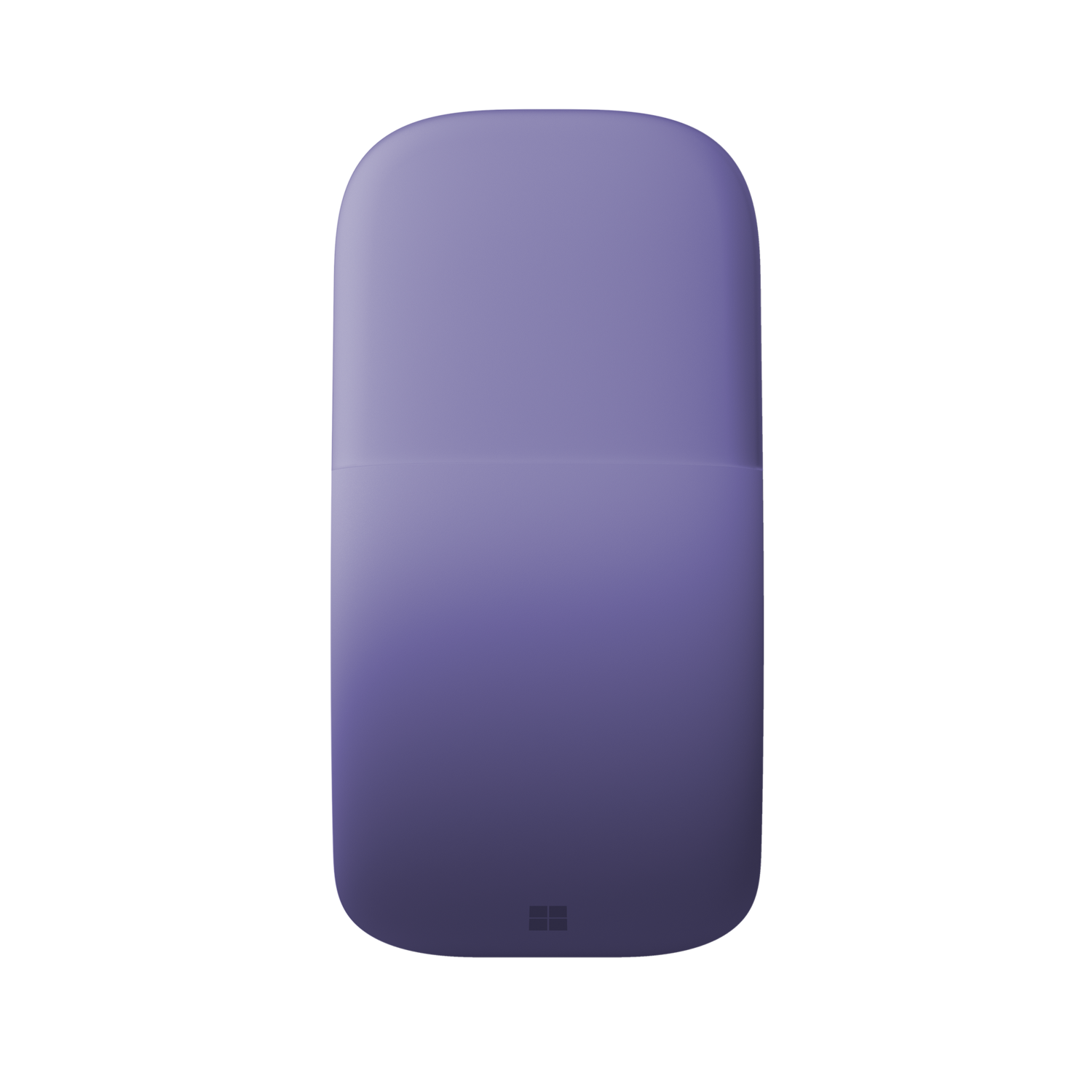 A purple Microsoft mouse on a black background. It has a rounded top and a Microsoft logo at the bottom.