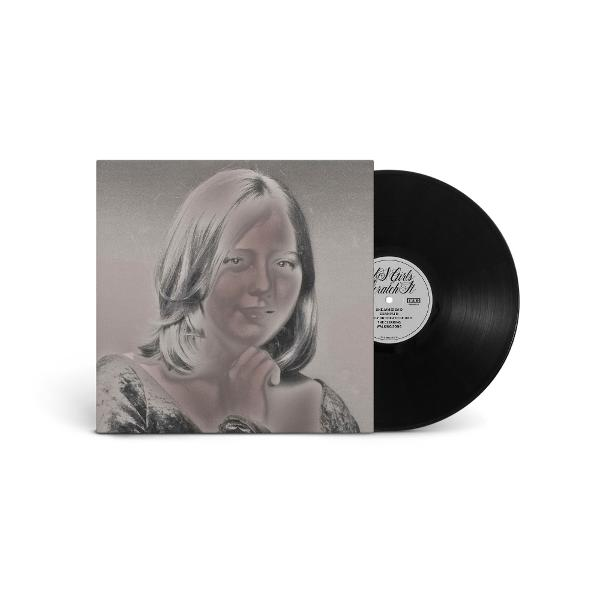 Albumcover mit Porträt einer Frau und schwarzer Schallplatte.