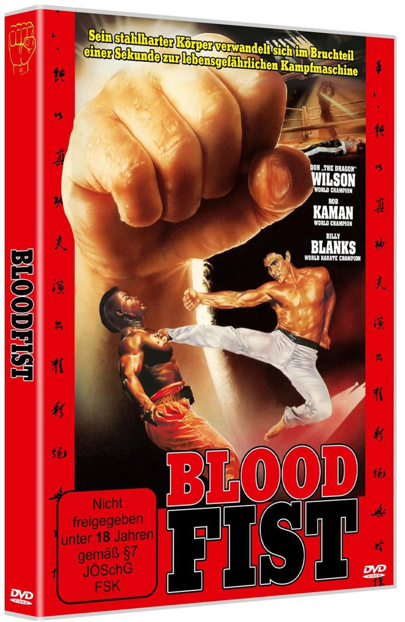 DVD-Cover von Bloodfist mit kämpfenden Männern und einer großen Faust.