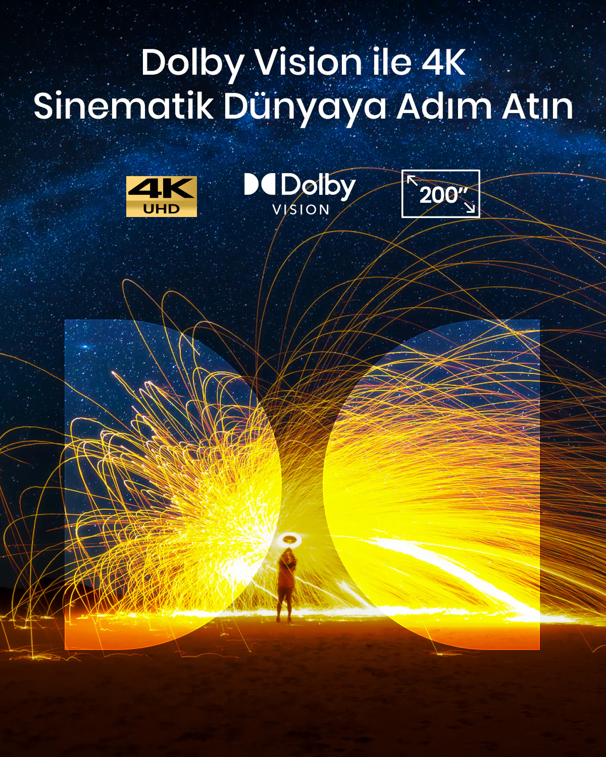 Gece bir şehrin üç üst üste bindirilmiş görüntüsü, NebulMaster logosu, siyah arka plan.