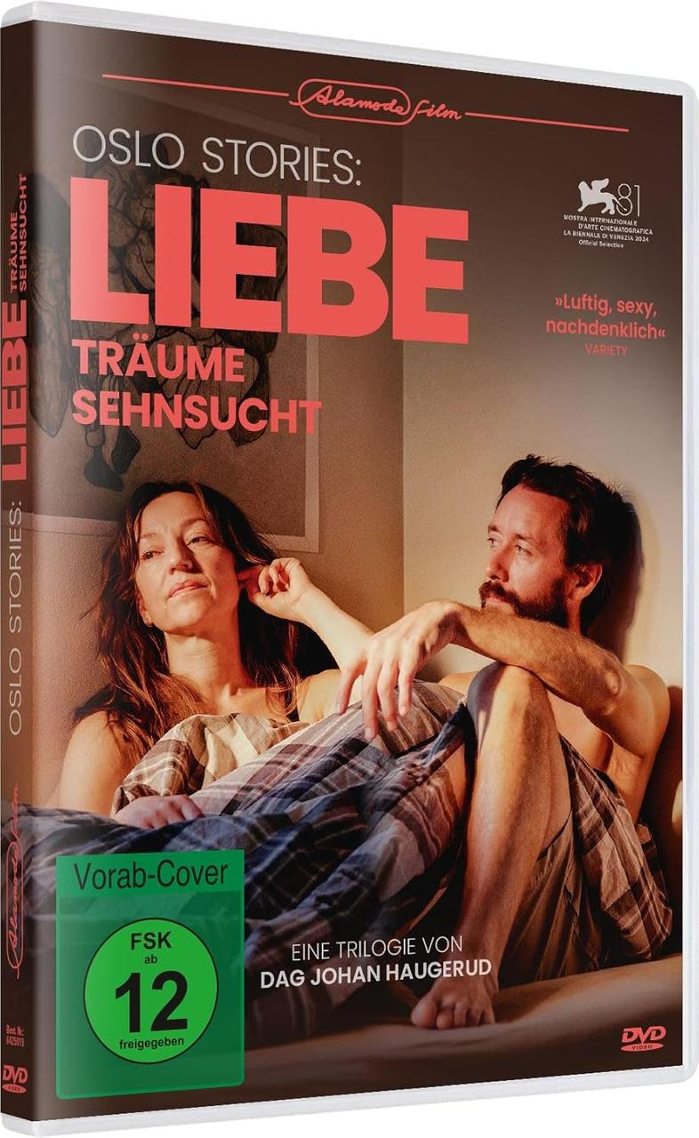 Ein Filmplakat mit einem Paar im Bett. Text und ein Logo auf dem Plakat.