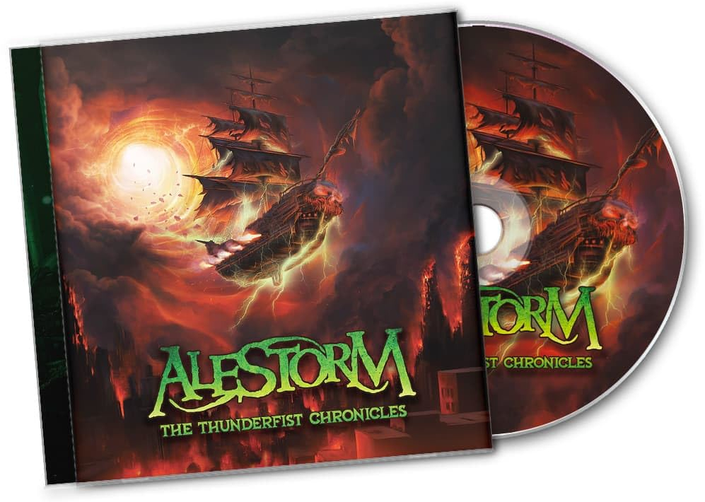 Album borító egy lángoló kalózhajóval. CD jobbra.