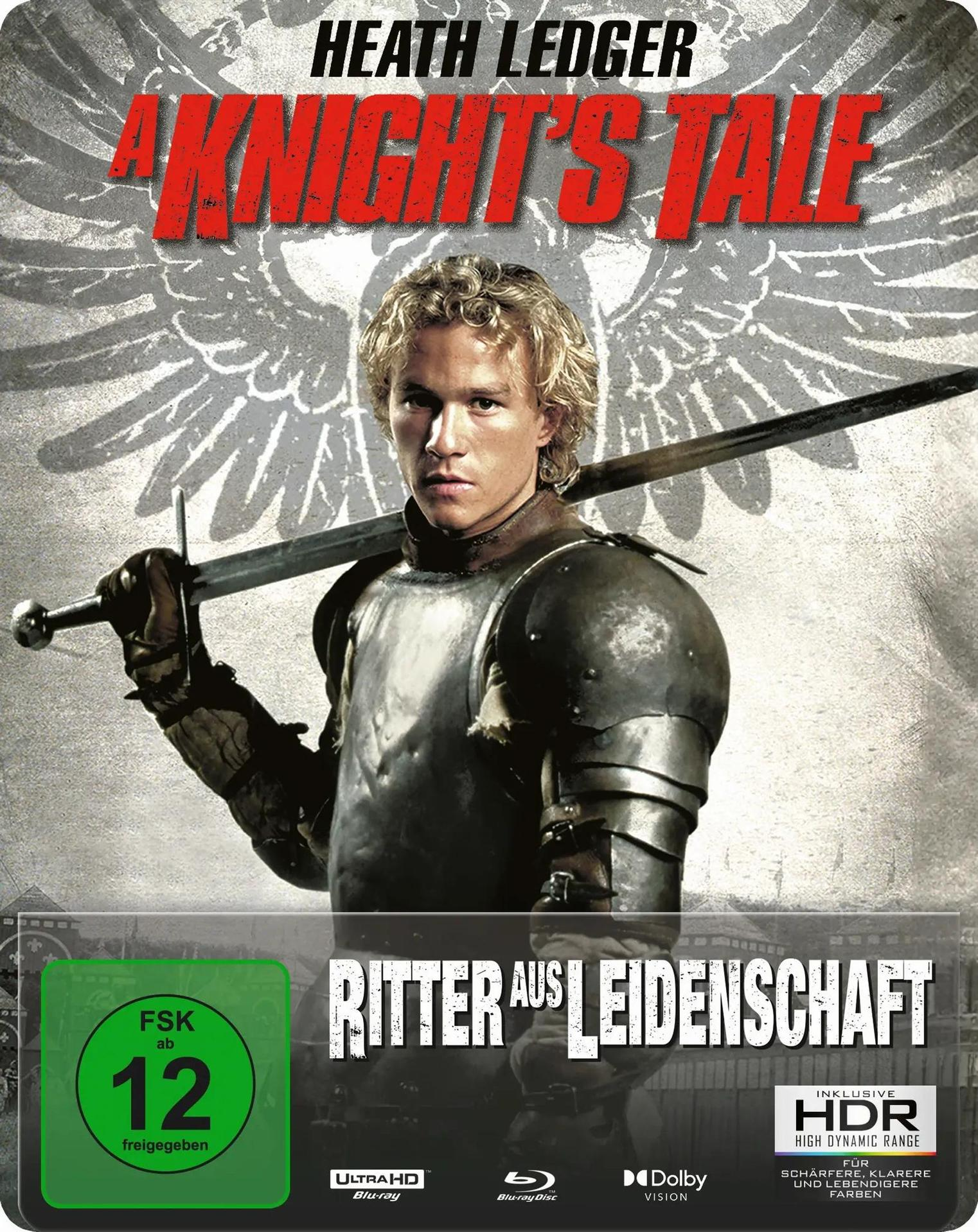 Filmcover, Mann in Rüstung, Schwert haltend. Titel: Ritter aus Leidenschaft.