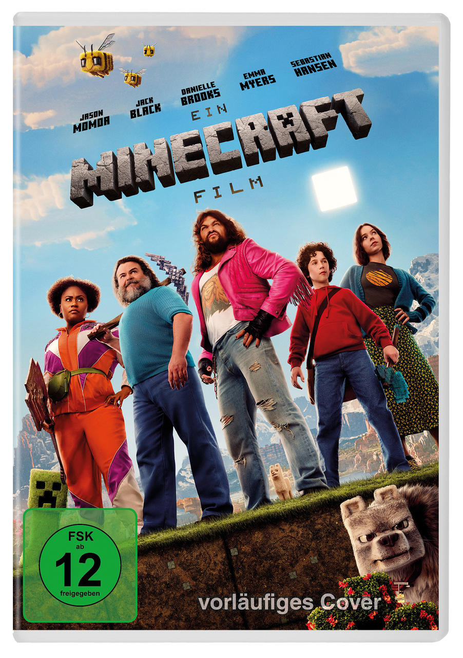 Ein Filmcover mit einer Gruppe von Leuten im Minecraft-Stil.