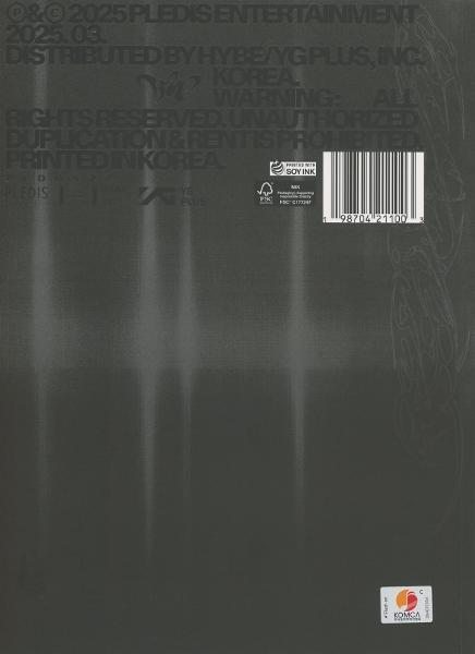 Dunkelgraue Albumrückseite. Text enthält Copyright, Vertriebsdetails und Barcode. Ein paar helle, vertikale Linien sind sichtbar.