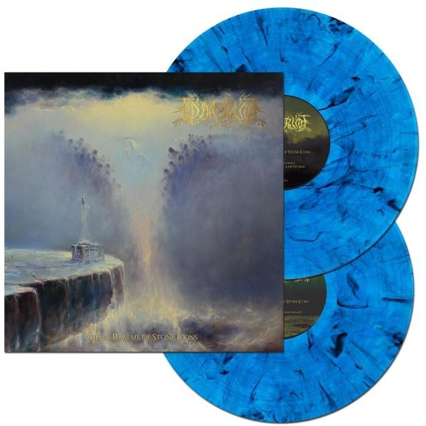 Albumcover mit Landschaftsszene, zwei blaue Schallplatten. Das Cover zeigt ein Gemälde mit einem Bauwerk am Klippenrand.