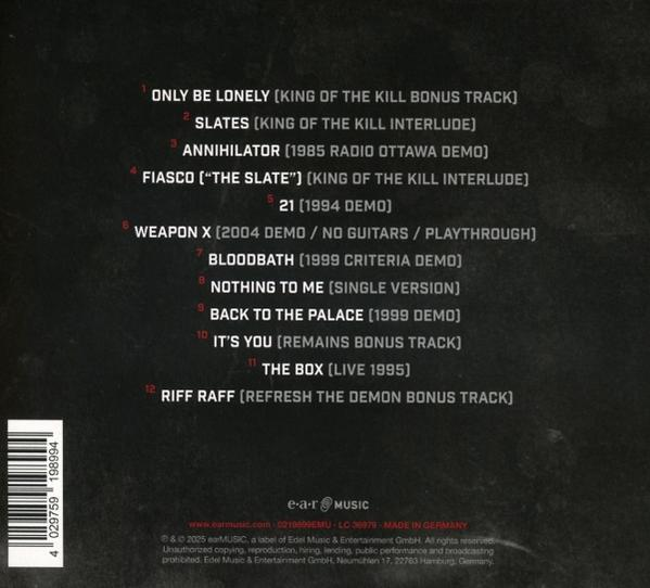 Rückseite der CD mit Titelliste. Enthält Songtitel und Details wie "BLOODBATH (1999 CRITERIA DEMO)" und das e-a-r MUSIC Logo.