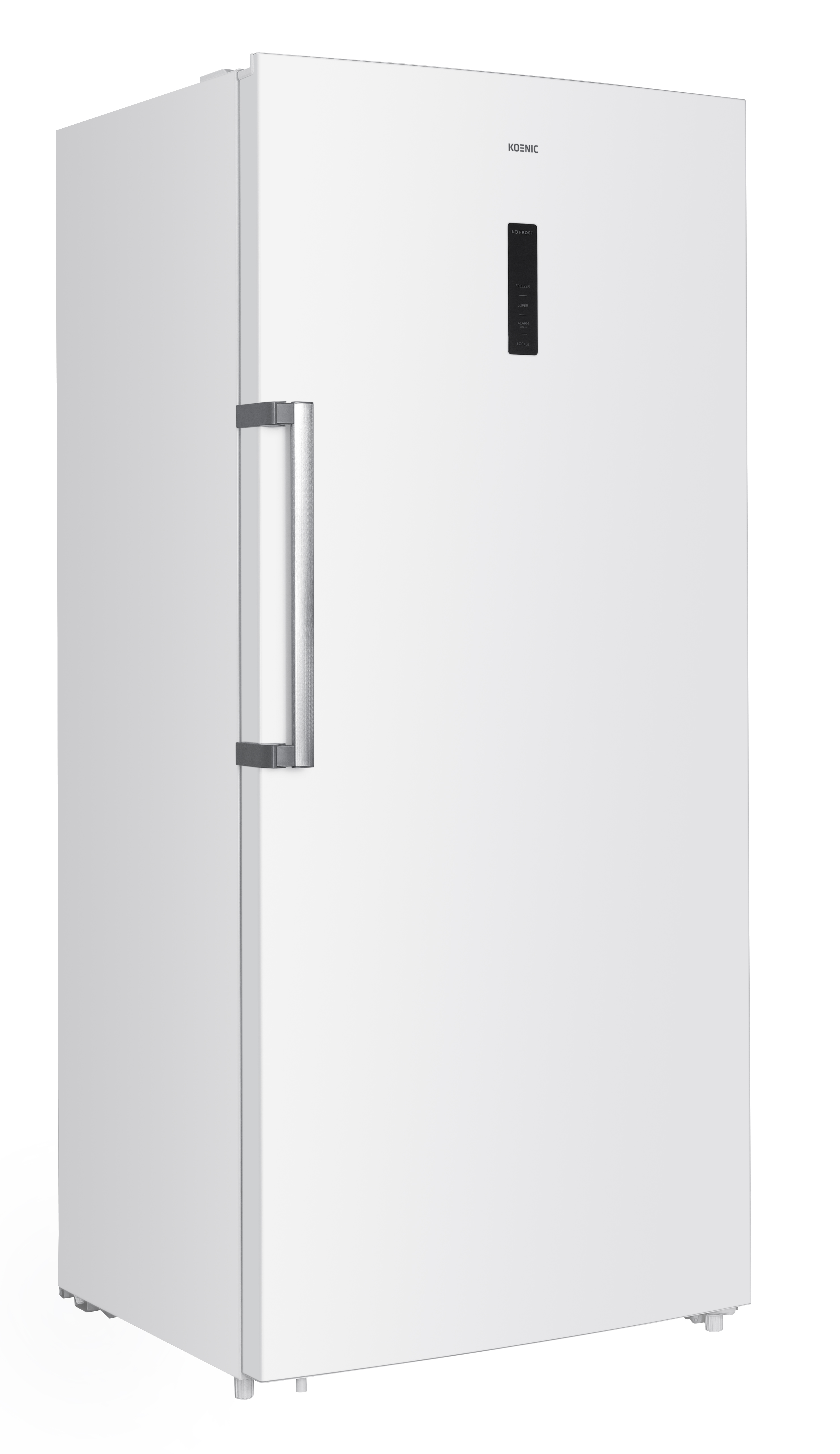 Weißer Kühlschrank mit Griff.