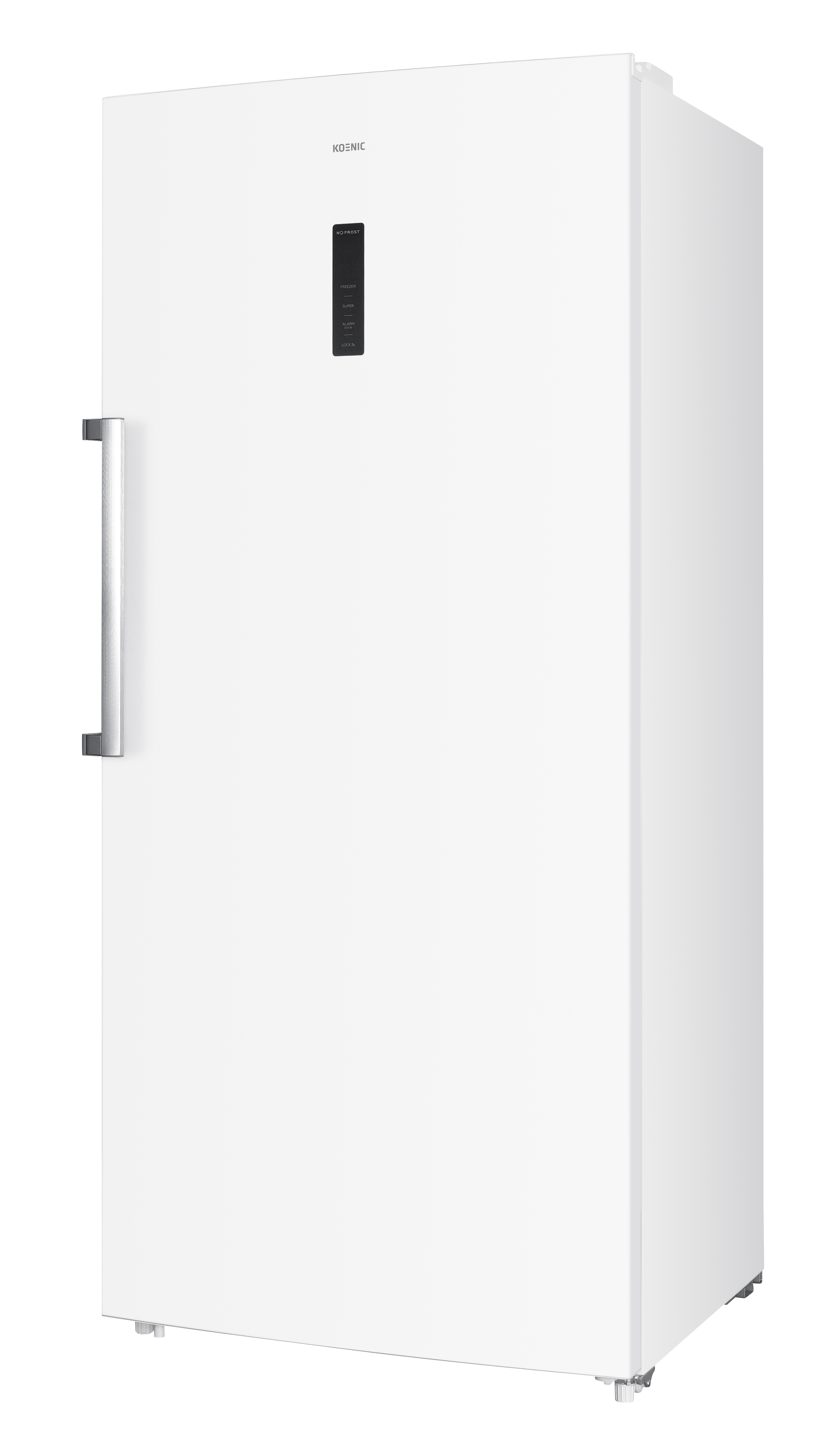 Weißer Kühlschrank mit Griff.