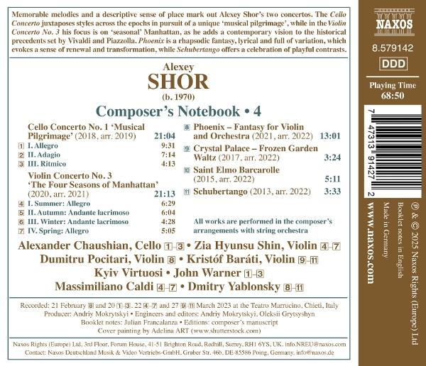 CD-Cover mit Komponistennamen, Albumtitel, Trackliste und Künstlernamen. Naxos-Logo und Urheberrechtsinformationen sichtbar.