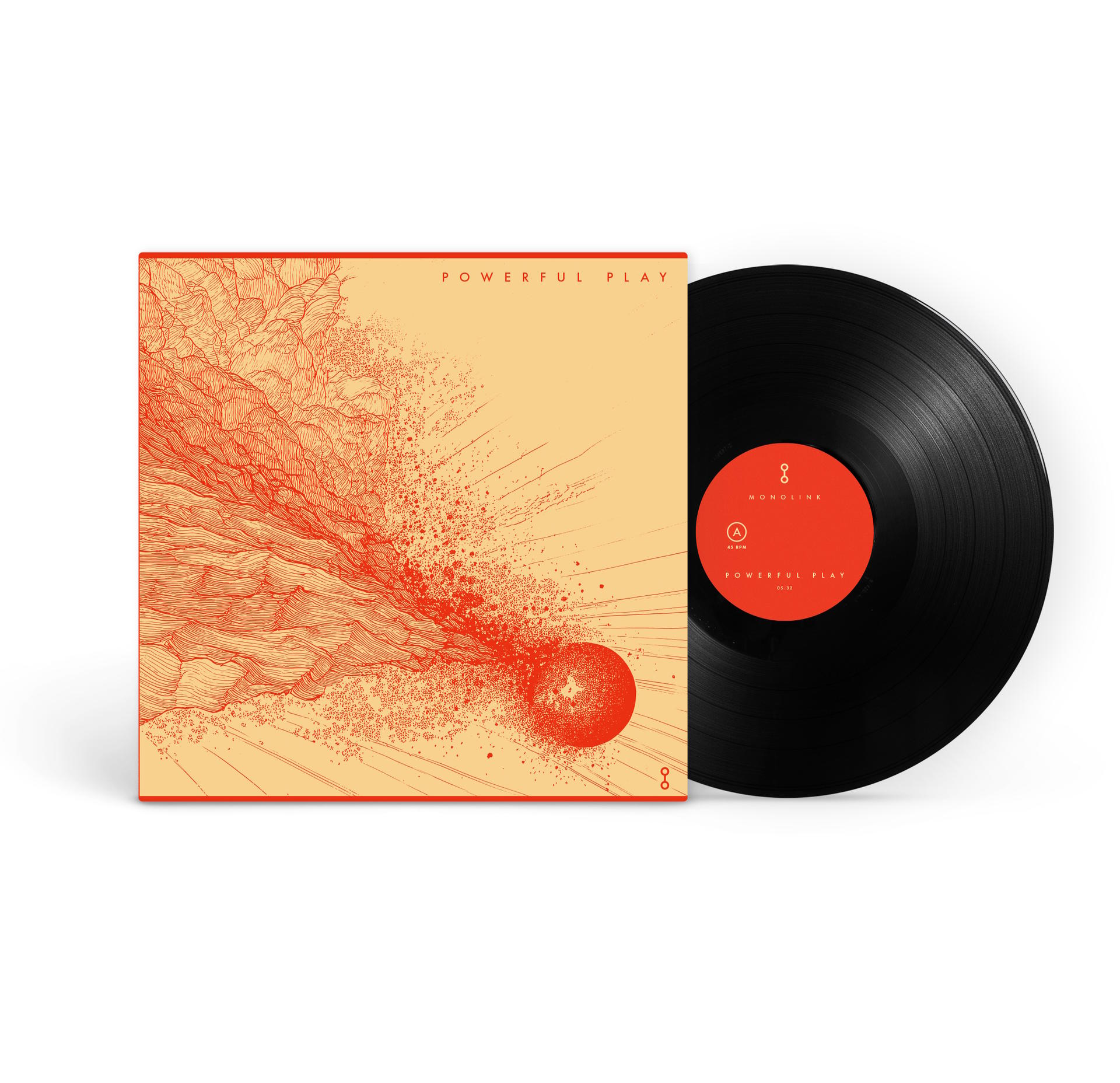 Albumcover: orange-rote Illustration mit einer schwarzen Schallplatte.