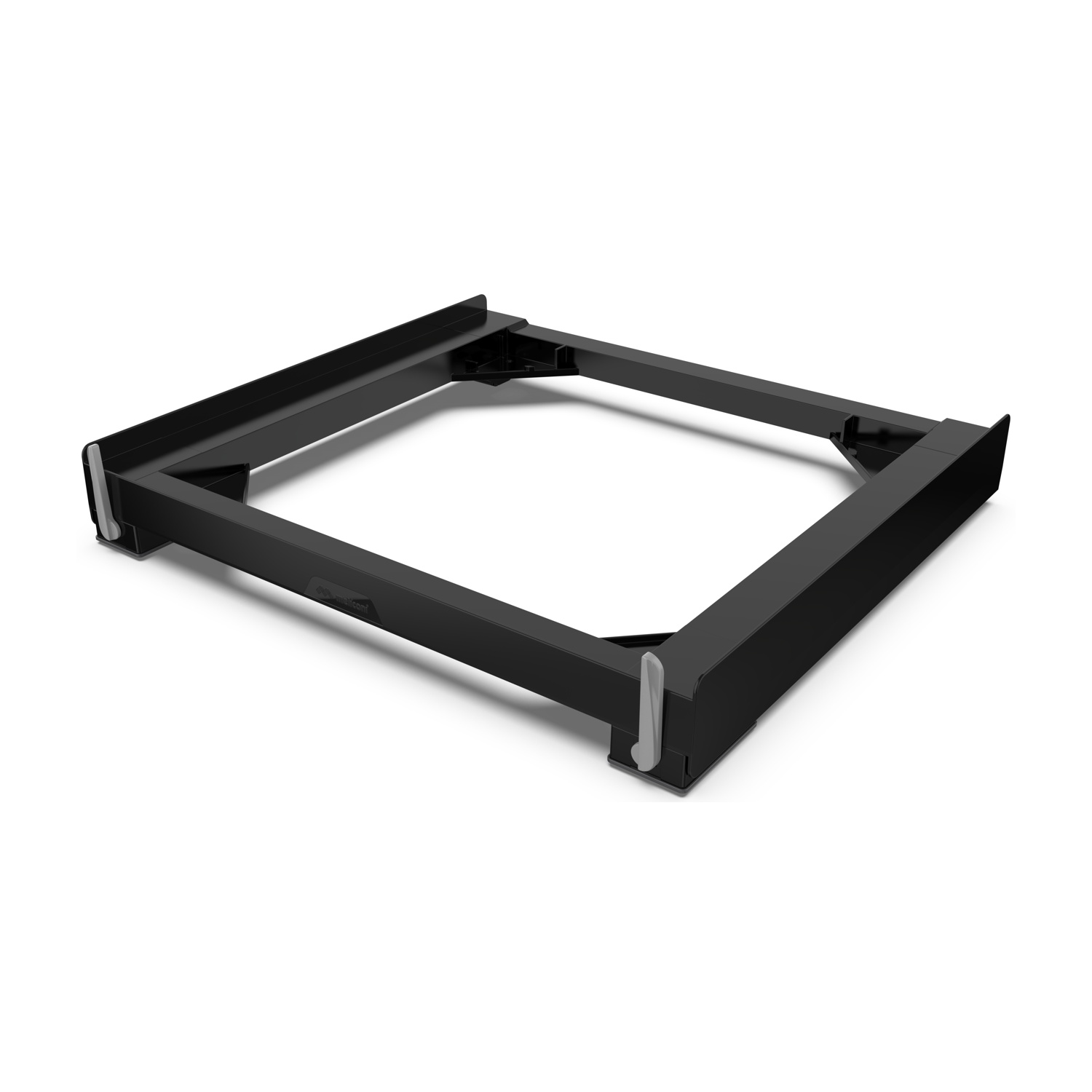 Base per aspirapolvere nera con clip su sfondo bianco.
