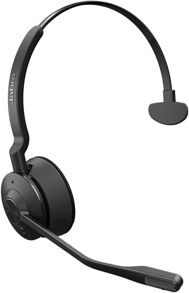 Schwarzes Jabra-Headset mit Mikrofon und gebogenem Bügel.
