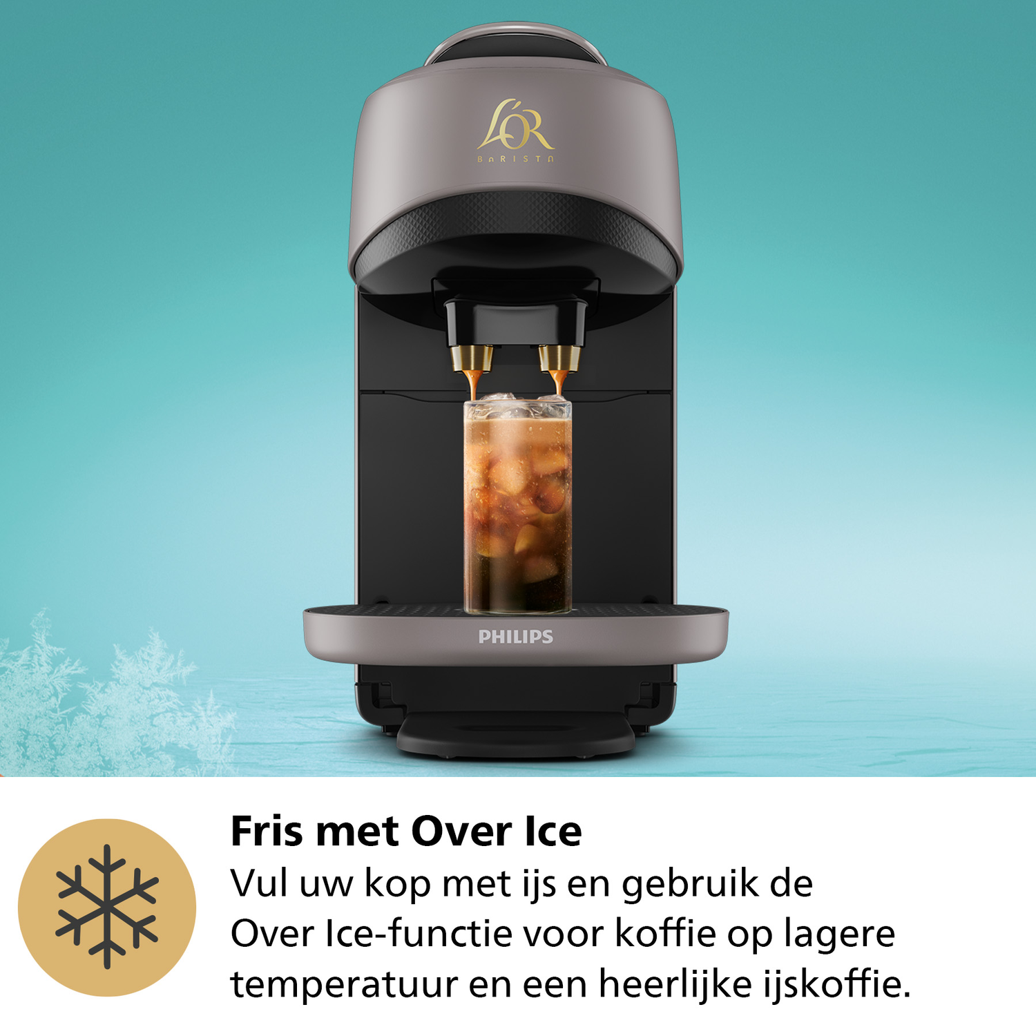 Coffee machine with a cup, coffee pouring in.