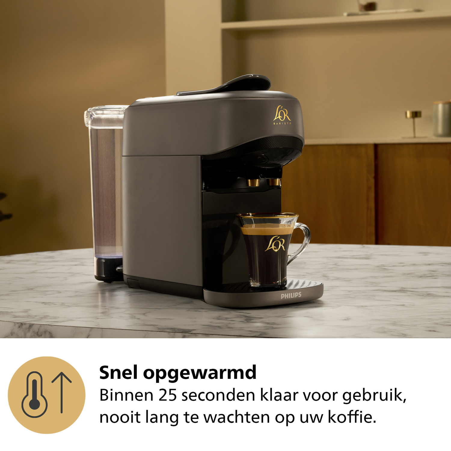 Coffee machine with cups, pods, and gift boxes.