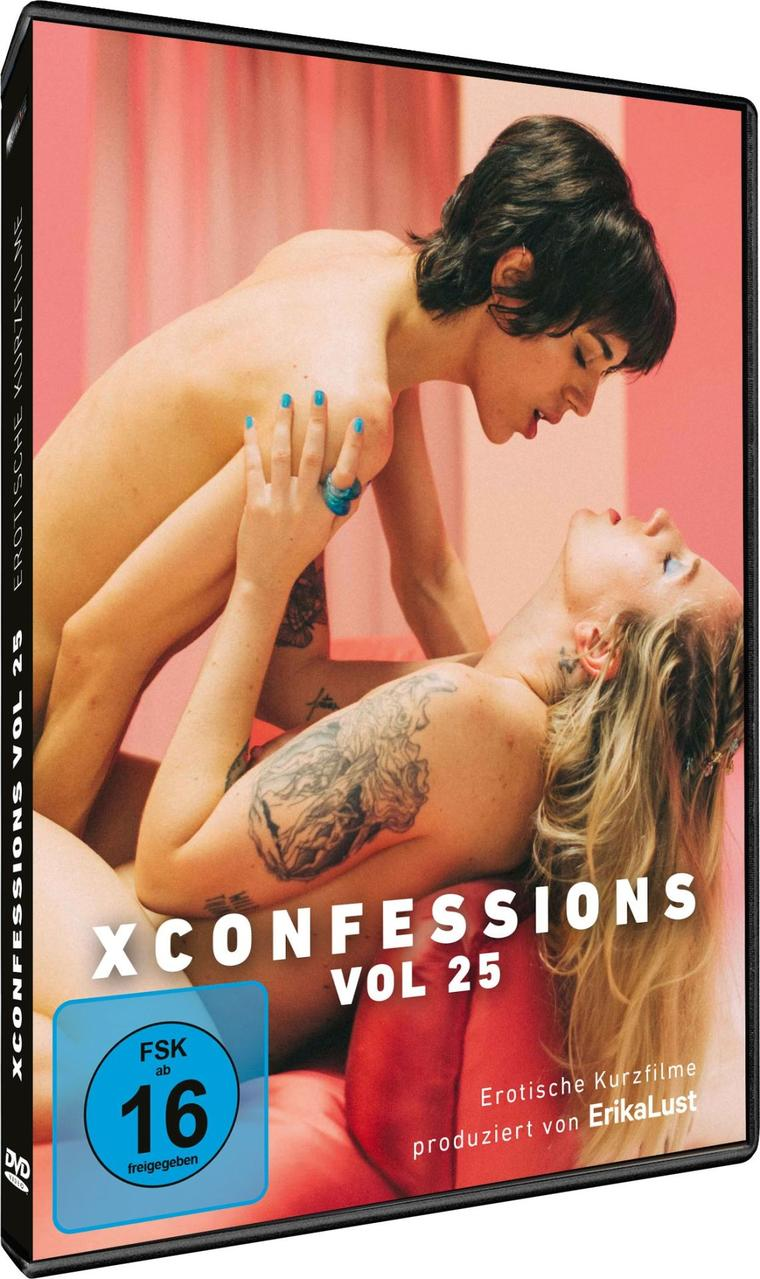 DVD-Cover: Zwei Personen in intimer Umarmung. Titel: XConfessions Vol. 25. Bewertung: FSK 16.