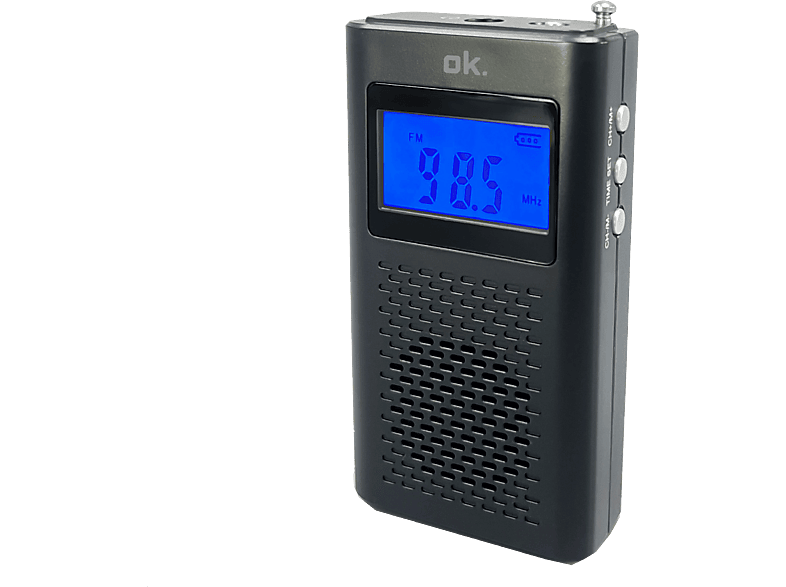 Radio portátil - OK ORF 130 FM, LCD, Reloj Integrado, Negro