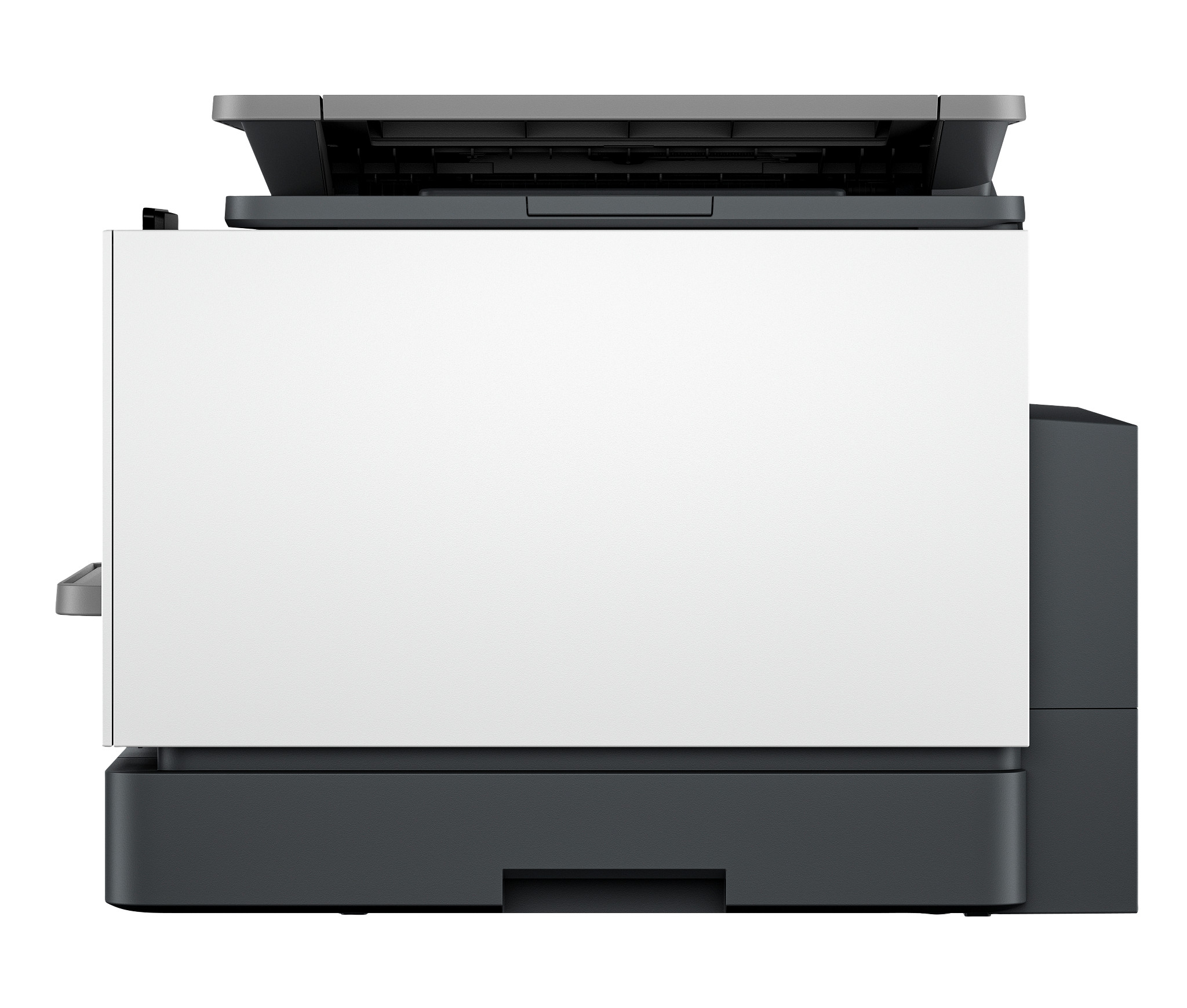 HP OfficeJet Pro Drucker mit Patronen, Einrichtungsanleitung und Netzkabel.