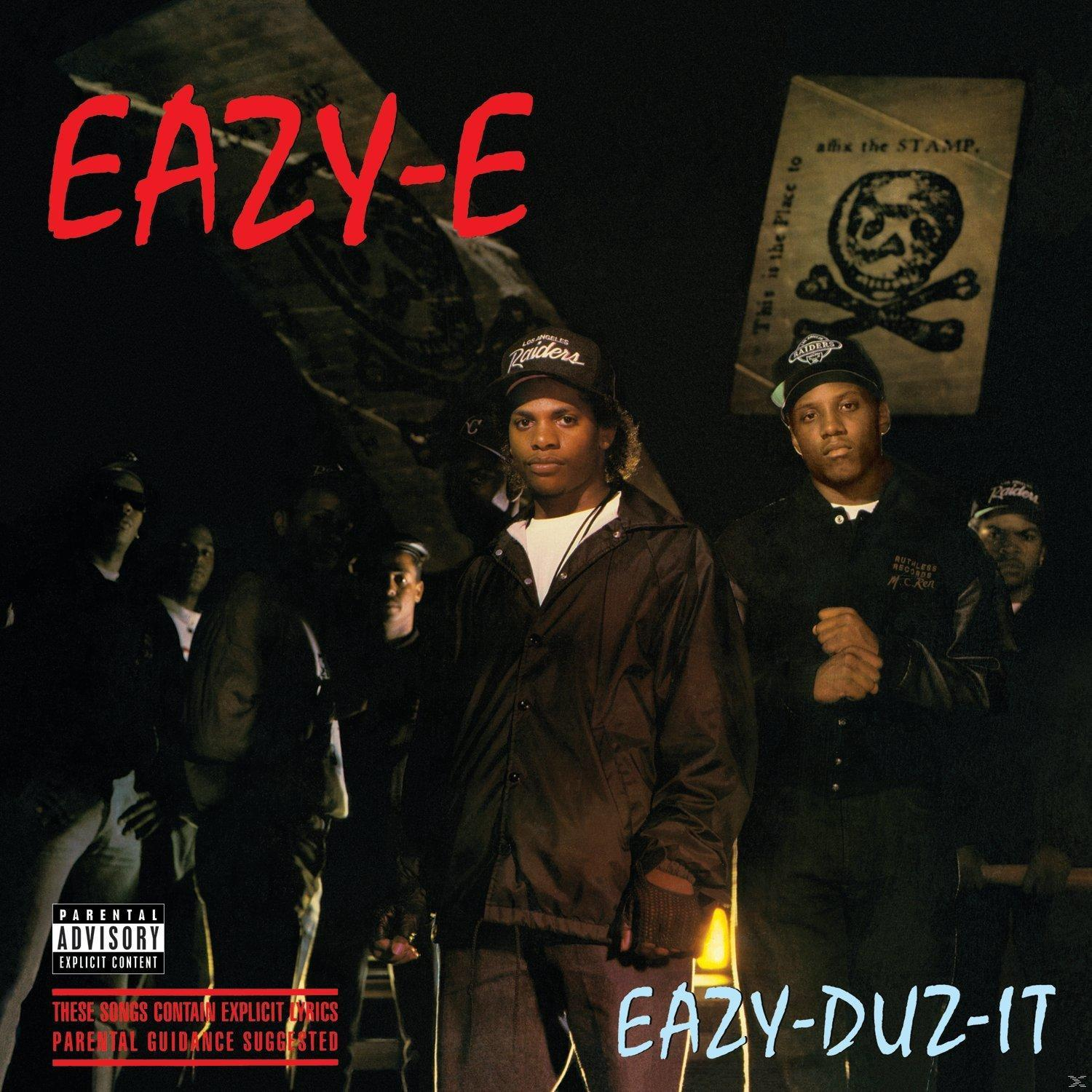 Album borító Eazy-E-vel, más férfiakkal és szöveggel.
