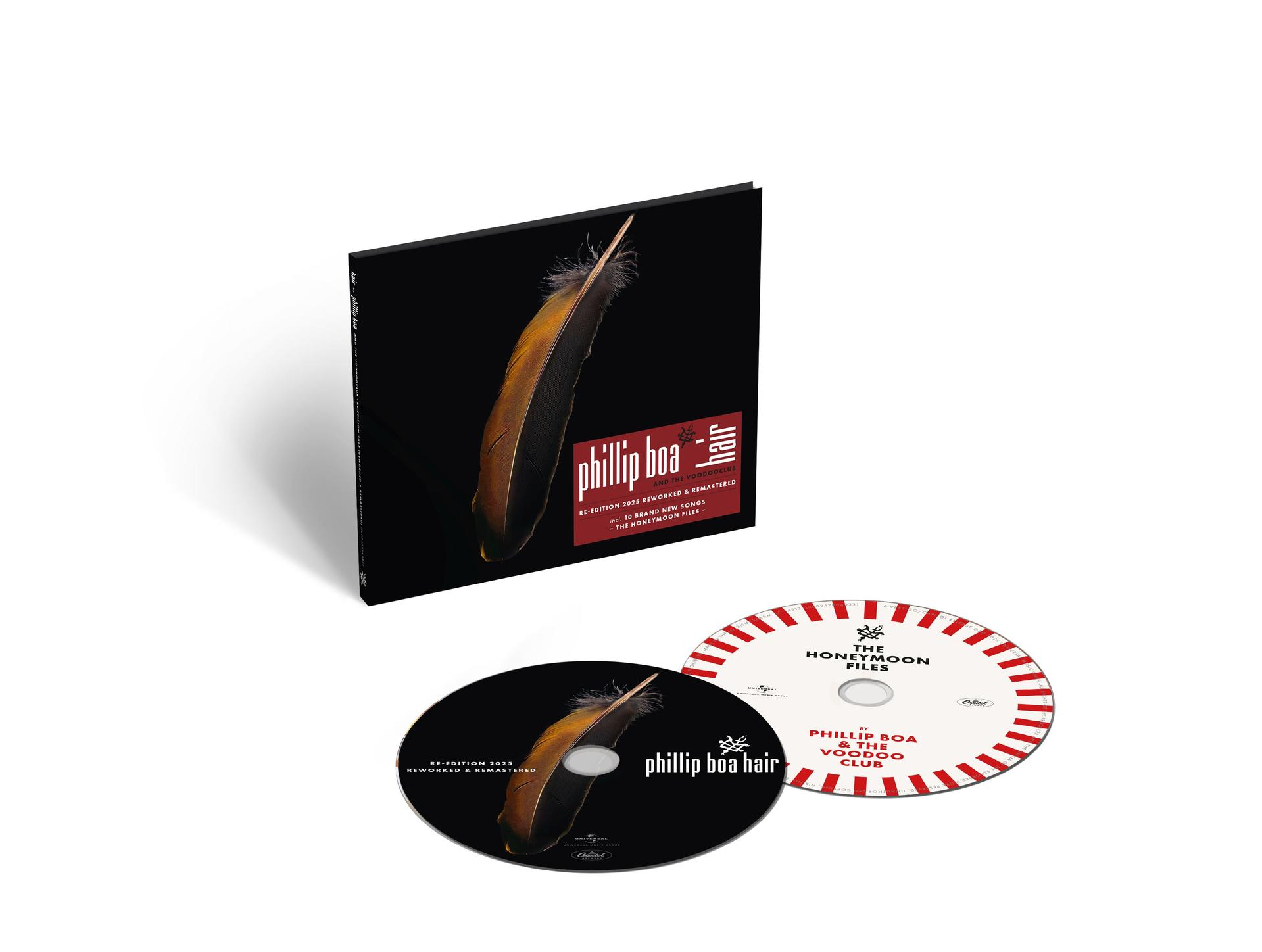 Albumcover. CD und Booklet mit Feder auf schwarzem Hintergrund. Text: Phillip Boa.