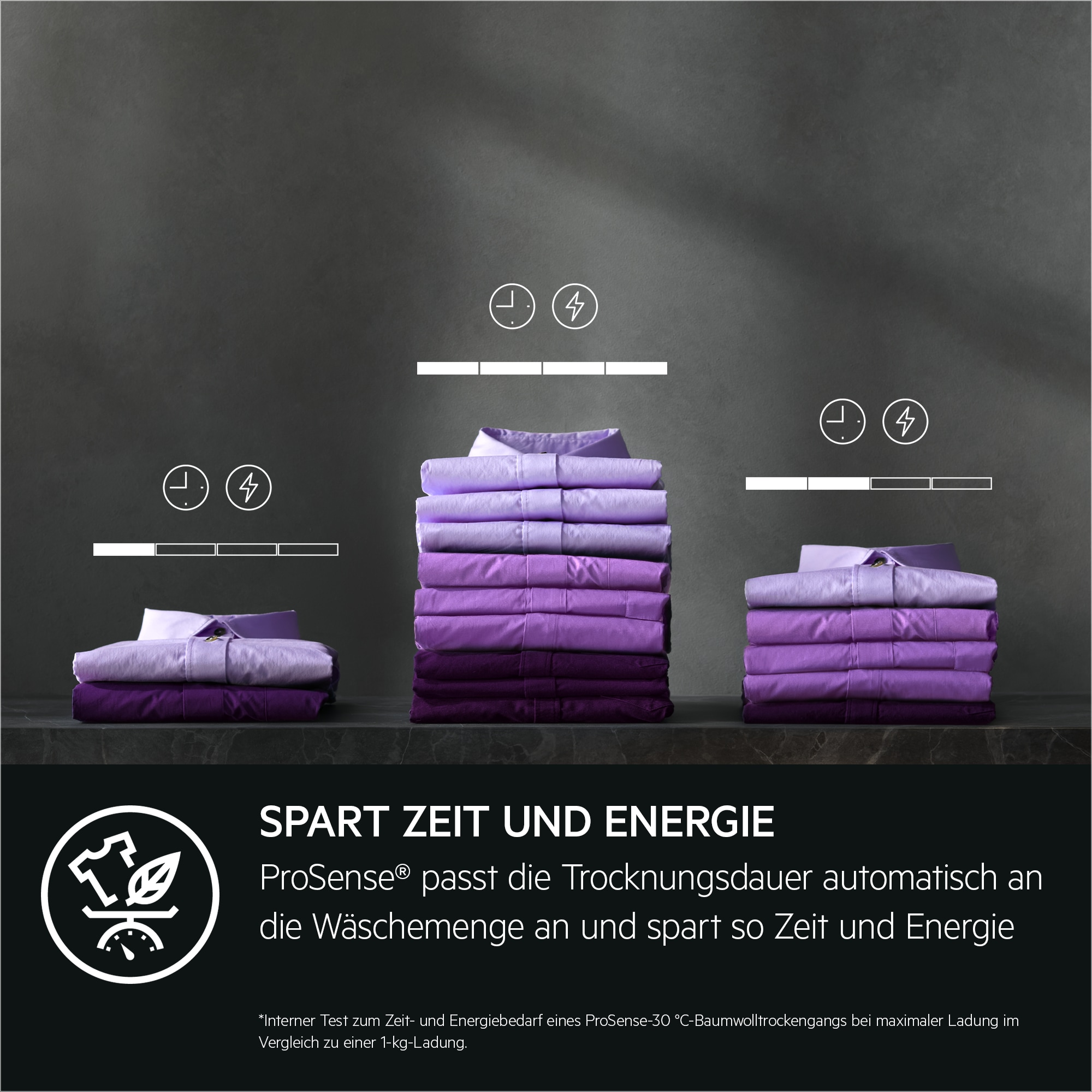 Kleidung in einem Kleiderschrank, zeigt verschiedene Farben, mit Fokus auf sanftes Trocknen.