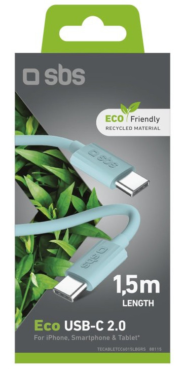 Niebieski kabel USB-C 2.0 do iPhone'a, smartfona i tabletu w pudełku.