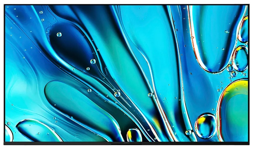 Telewizor Sony z wyświetlaczem wodnym, odcienie niebieskiego i turkusu, wiele bąbelków.