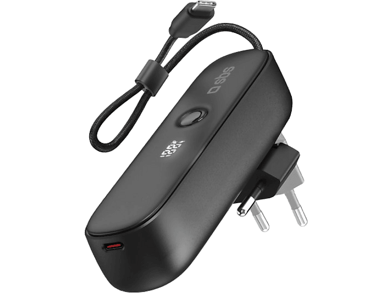 Powerbank SBS TETRBB5000PD20 Hybrydowy 5000 mAh Z wbudowaną wtyczką 20W Czarny