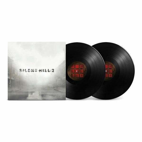 Silent Hill 2 Schallplatten-Albumcover und zwei schwarze Schallplatten.