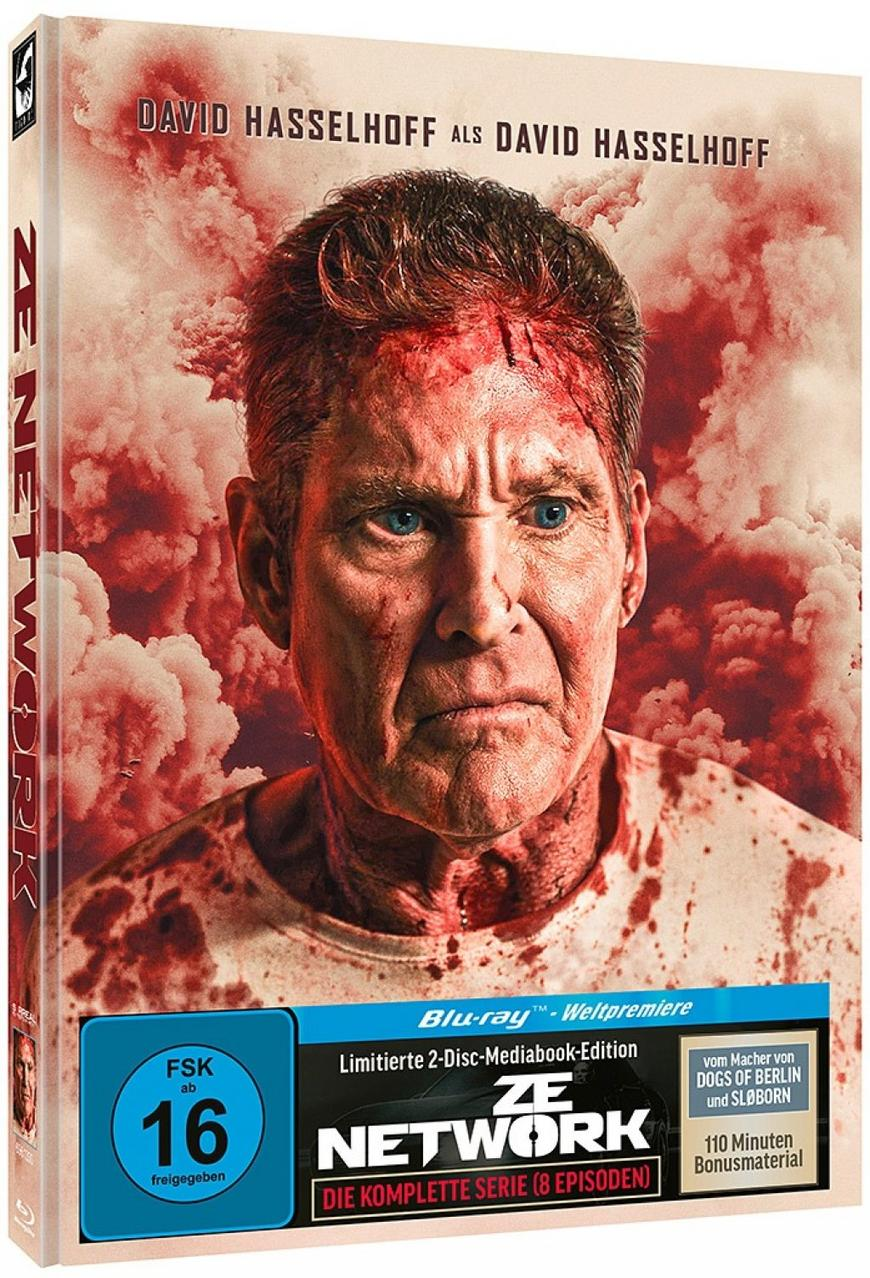 DVD-Cover von ZE NETWORK mit David Hasselhoffs Gesicht mit Bluteffekt.