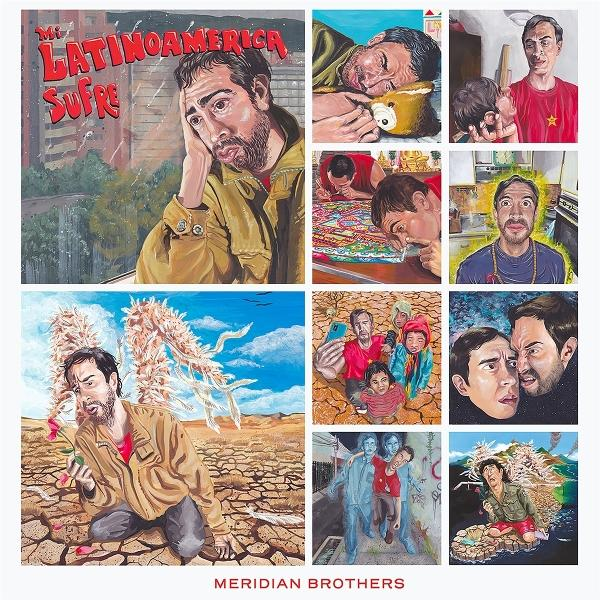 Albumcover-Kunst. Ein Mann sieht traurig aus. Eine Collage von Bildern. Text-Overlay.
