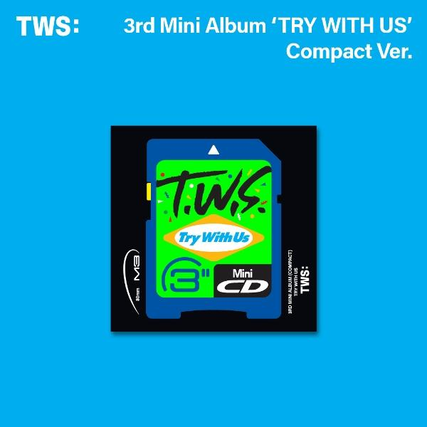 CD-Albumcover, '3rd Mini Album TRY WITH US', in Blau und Grün.