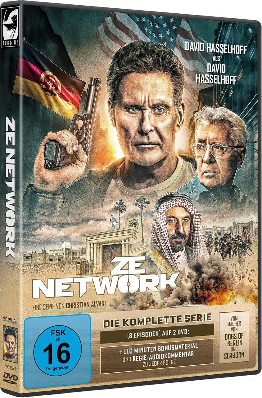 Ein DVD-Cover mit David Hasselhoff, der eine Waffe hält. Weitere Schauspieler und Text zur Serie werden ebenfalls gezeigt.