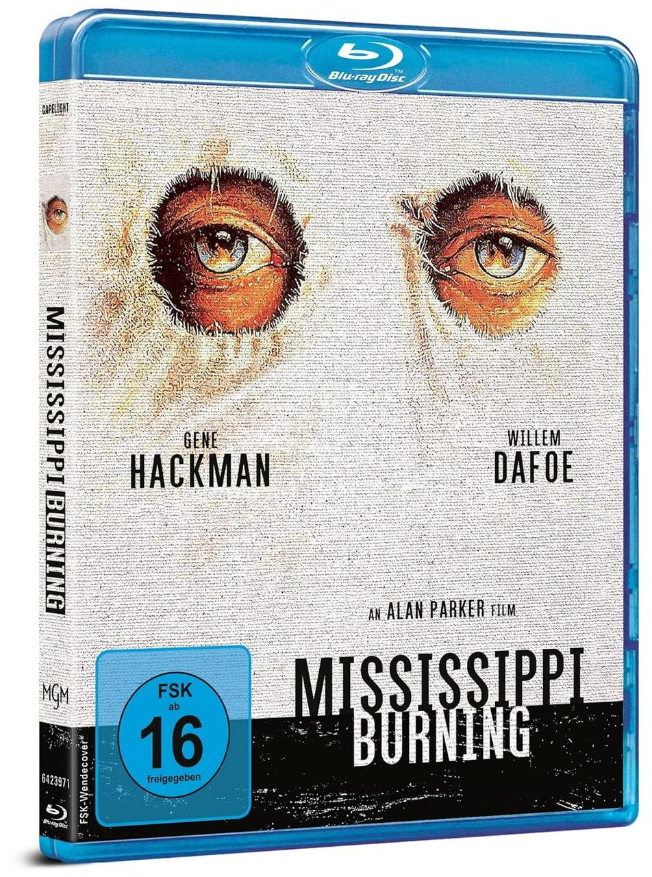 Blu-ray-Cover mit Augen, der Titel lautet 'Mississippi Burning' und zeigt Gene Hackman.