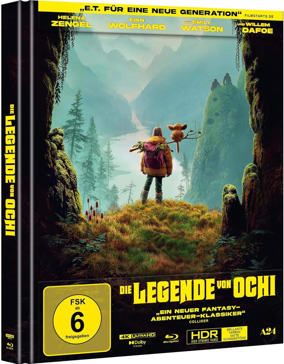 Blu-ray-Cover: Ein Mädchen mit Rucksack und ein Tier, das über eine Tal-Landschaft blickt. Titel.