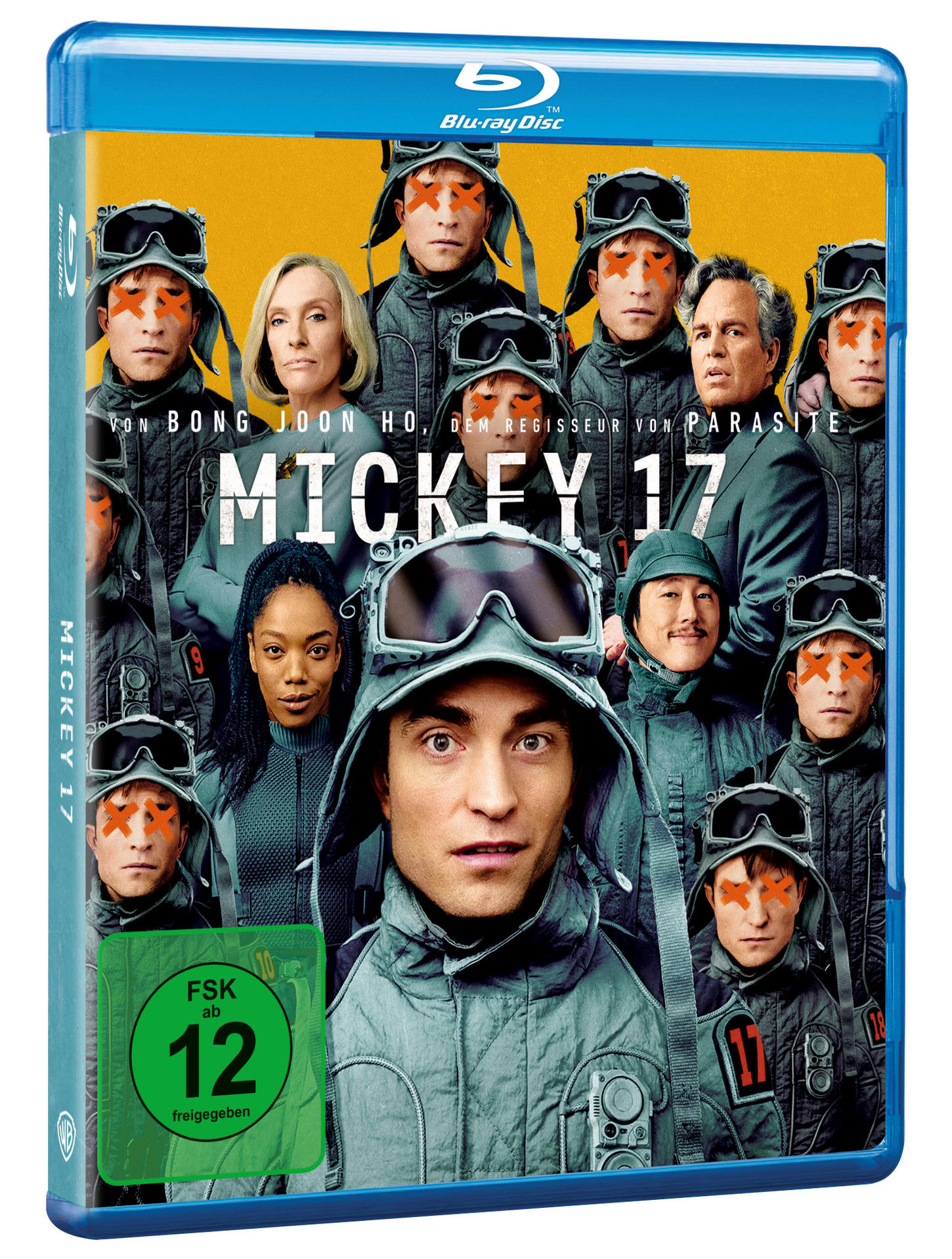 Blu-ray-Cover: Personengruppe mit orangen Markierungen, Titel.