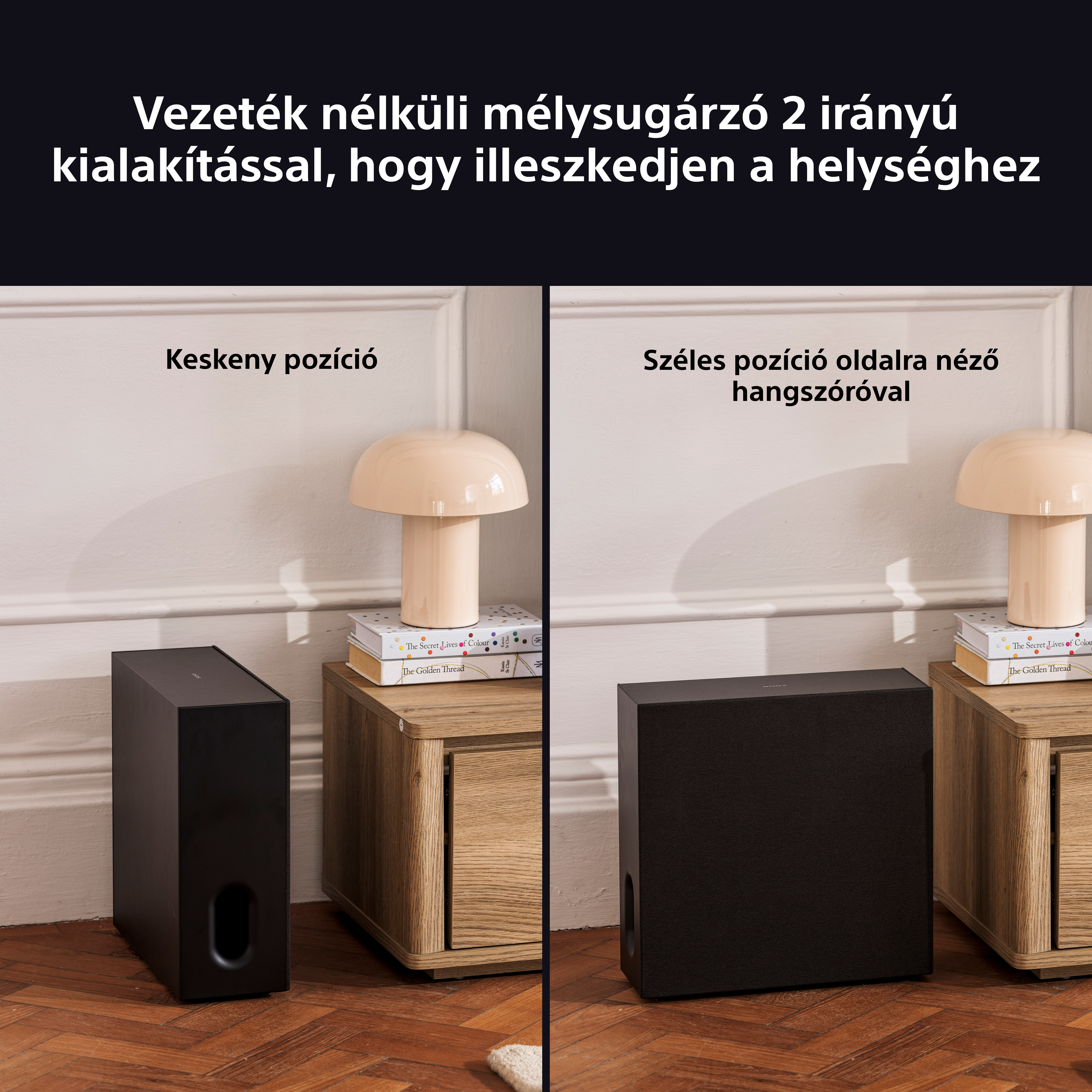 Két beállítás egy fekete mélynyomóval, egy függőleges és egy vízszintes.