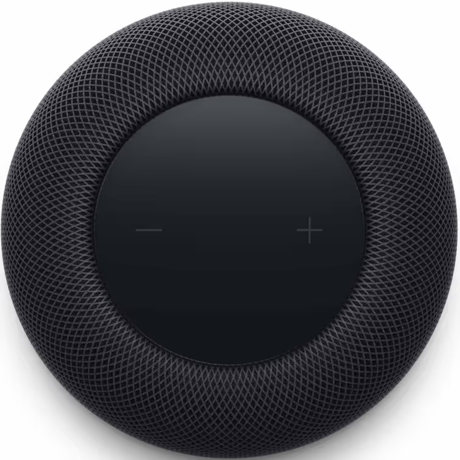 Slimme speaker, zwart, bovenaanzicht, bediening, zwarte achtergrond.