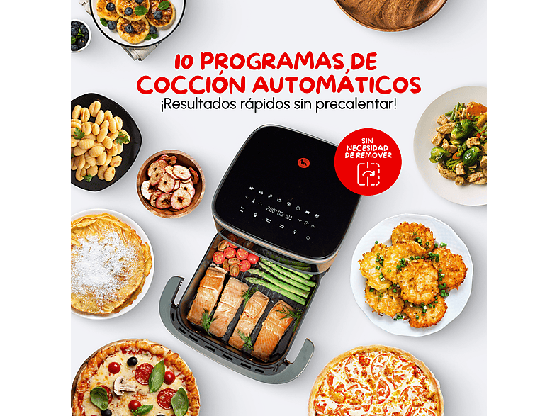 REACONDICIONADO Seminuevo Muy bueno Freidora de aire - Moulinex Easy Fry XL Surface AL402H, Superficie cocción XL, Doble resistencia, 2200 W, 4L