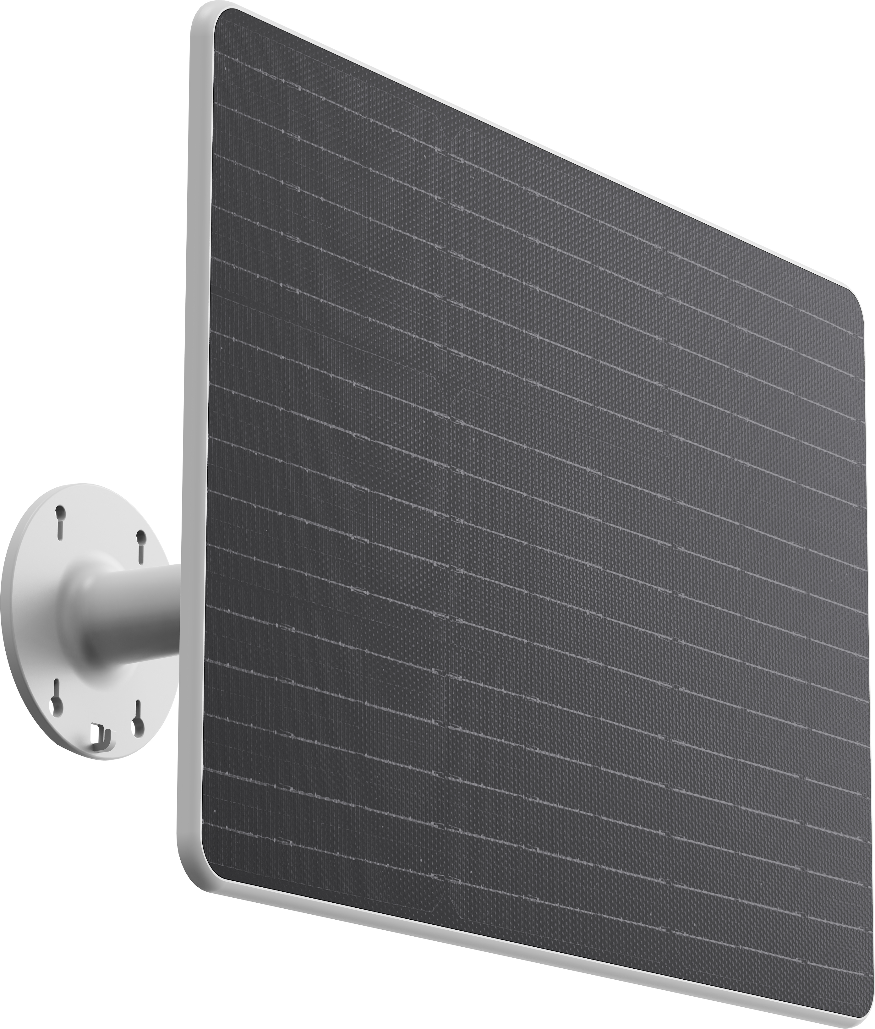 Solarpanel auf Halterung, Seitenansicht, auf Weiß.
