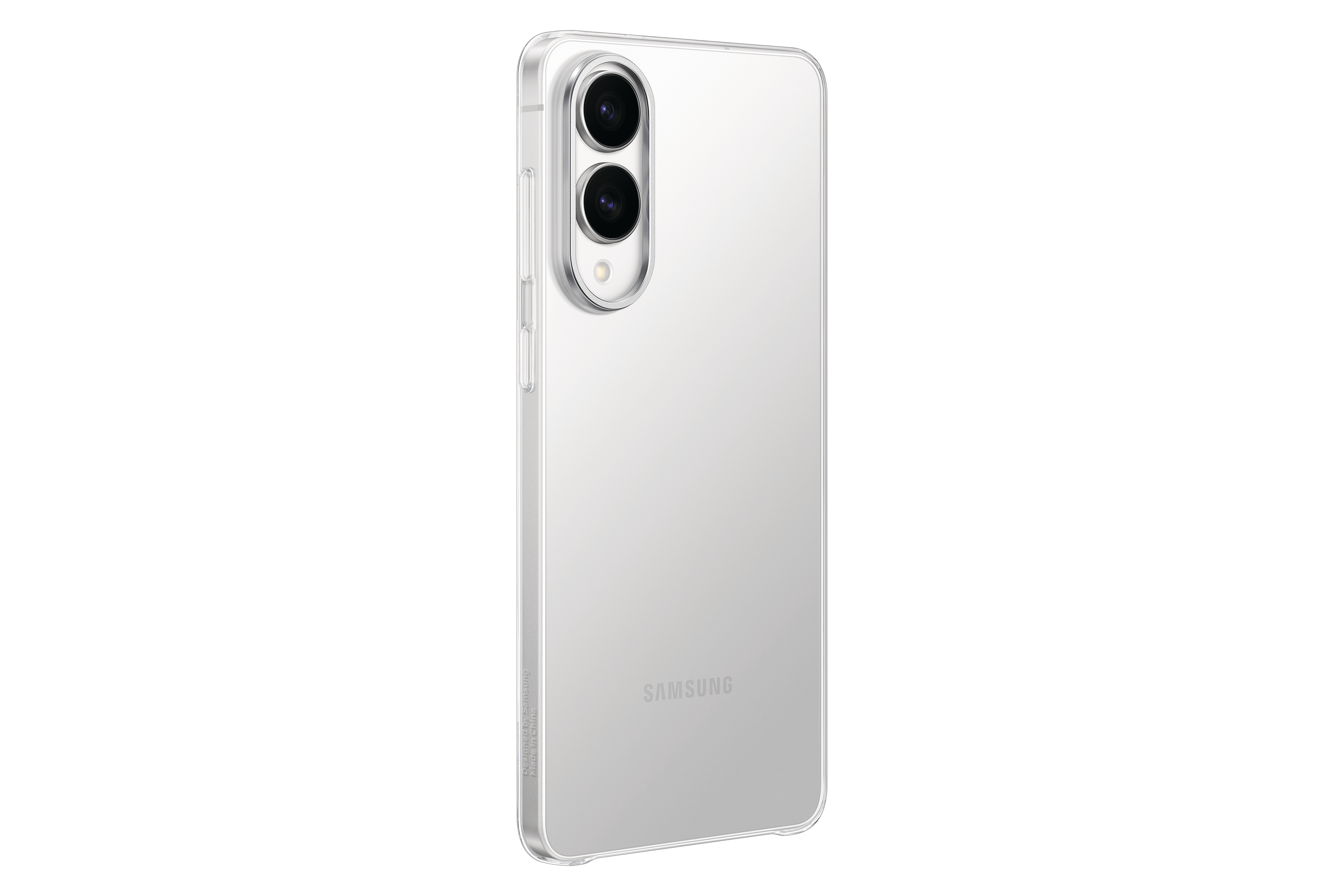 Transparente Handyhülle, Samsung, weißer Hintergrund.
