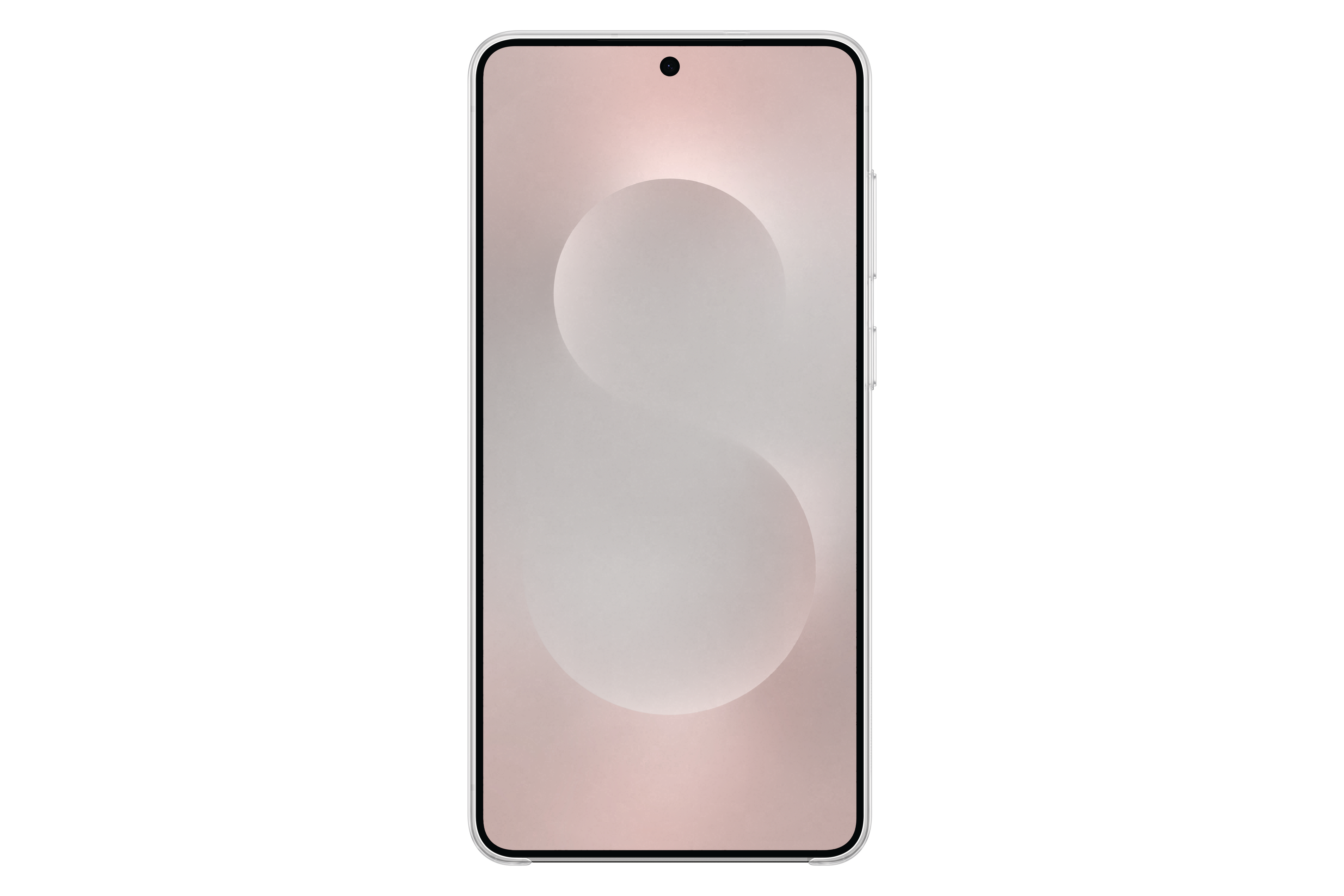 Telefon in Hülle, rosa Hintergrund auf dem Bildschirm.