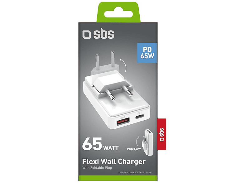 SBS Flexi Wall Charger PD 65W Biały – zdjęcie 2