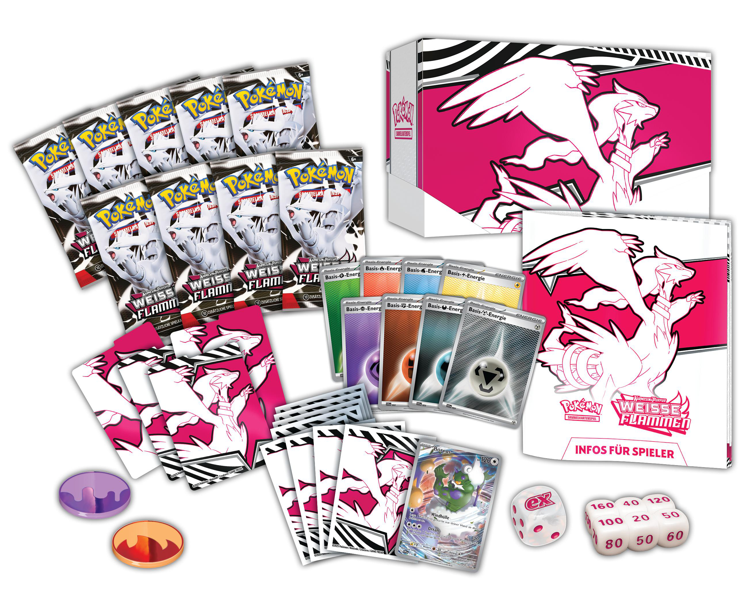 Pokemon-Kartenspiel-Set, enthält Kartenpakete, Energiekarten, Würfel und weiteres Zubehör.