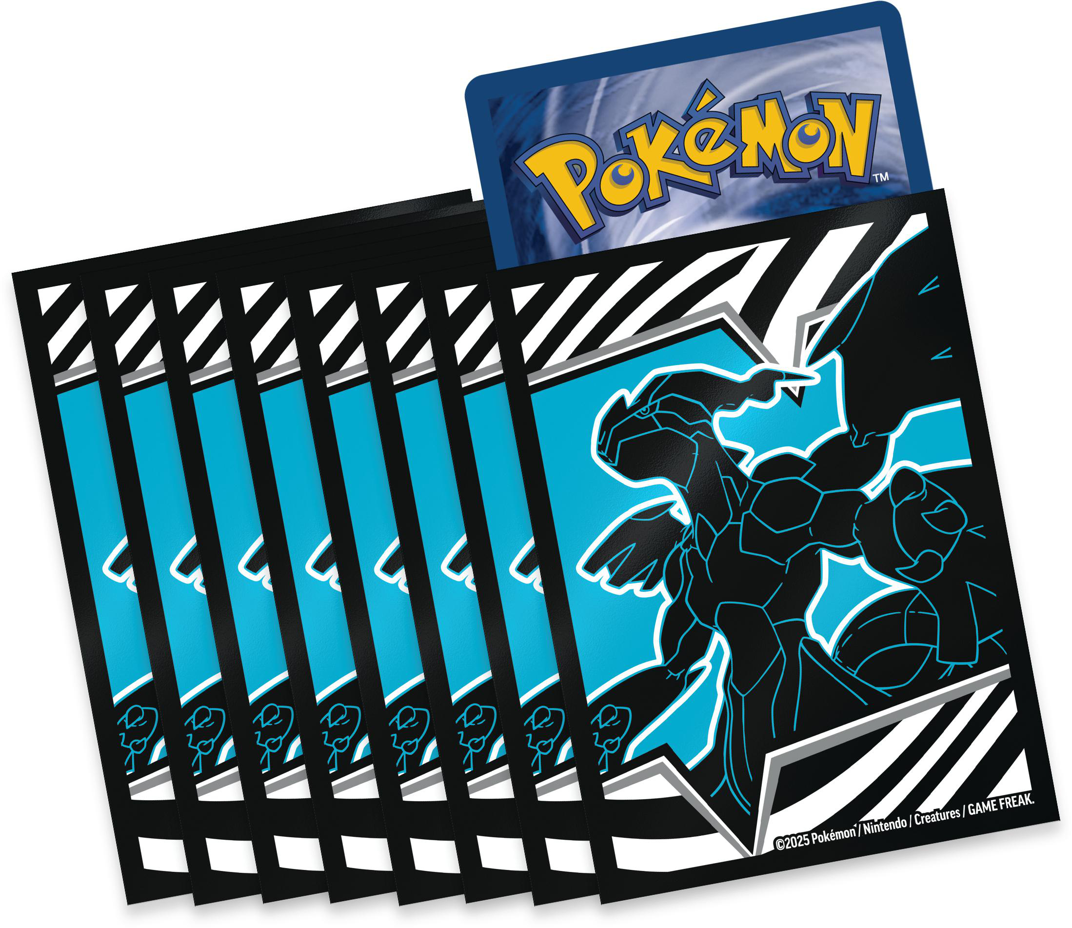 Pokemon-Kartenhüllen mit Zekrom-Design und einer Karte.
